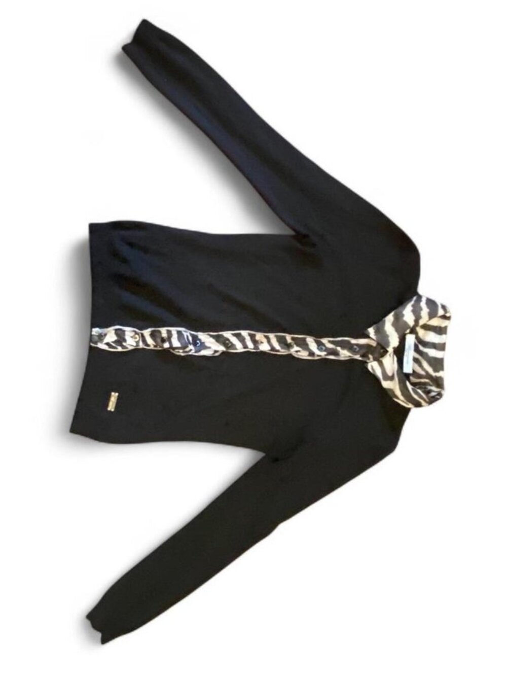 BLUMARINE Zebra Print Top | Y2K Italian Designer | Black White Fitted